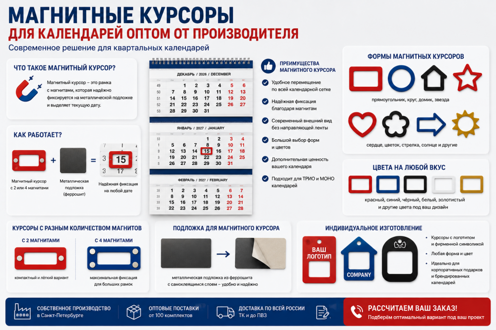 Магнитные курсоры для календарей оптом от производителя